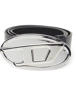 DIESEL B-1Dr Metallic Oval-Buckle Belt - Grey