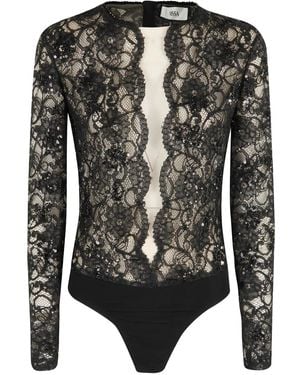 Nissa Kanten Body Met Pailletten - Zwart