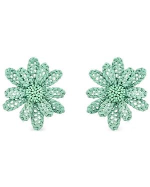 Oscar de la Renta Flower Earrings - Green