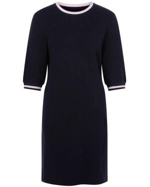 Marc Cain Stripe-Trim Elbow-Sleeve Mini Dress - Blue