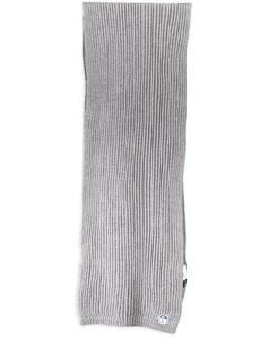 North Sails Ribbed-Knit Logo-Patch Scarf - Gray