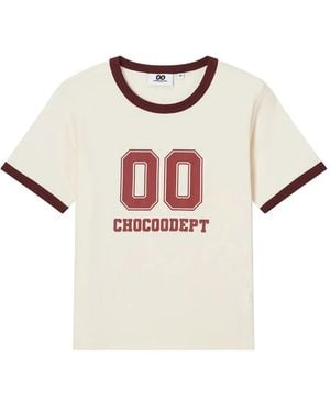 Chocoolate Ringer-Neckline Graphic T-Shirt - Natural