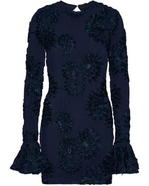 ROTATE BIRGER CHRISTENSEN 3D Floral Mesh Mini Dress - Blue