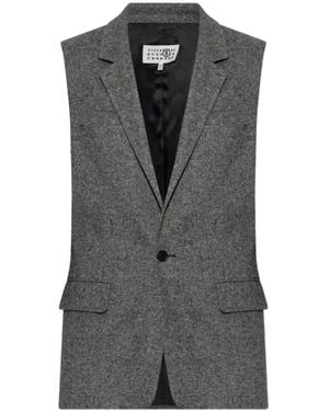 MM6 by Maison Margiela Mélange-Effect Tweed Waistcoat - Gray