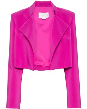 Genny Crystal-Embellished-Buttons Cropped Blazer - Pink