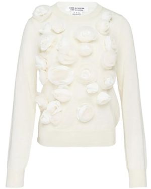 Comme des Garçons Pull À Fleurs - White