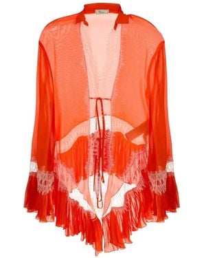 Blumarine Lace Ruffled Blouse - Orange