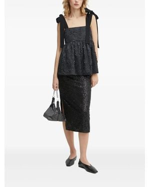 Stine Goya Floral-Embellished Bow-Detail Blouse - Black