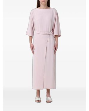 MEIMEIJ Twist-Detail Boat-Neck Midi Dress - Pink