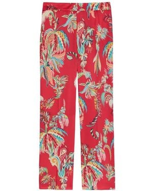 Etro Graphic-Print Straight-Leg Trousers - Red