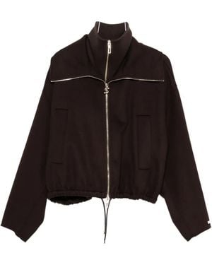 Sportmax Layered-Collar Elasticated-Hem Jacket - Black