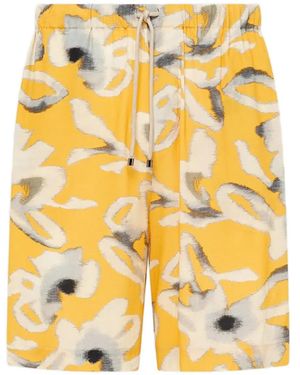 Laneus Drawstring-Fastening Floral-Print Shorts - Yellow