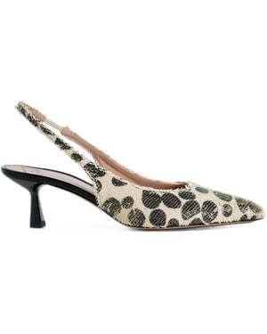 Roberto Festa Dalila Polka-Dot Laser-Cut Heeled Court Shoes - Metallic