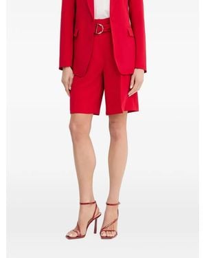 Morgan Belted Pleated Shorts - Red