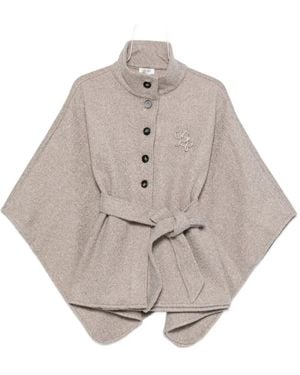 Liu Jo Logo-Plaque Buttoned Cape - Grey
