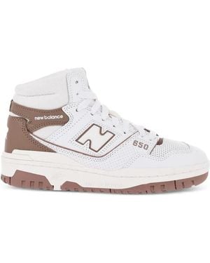New Balance Leather High-Top Sneakers With Side Logo - White