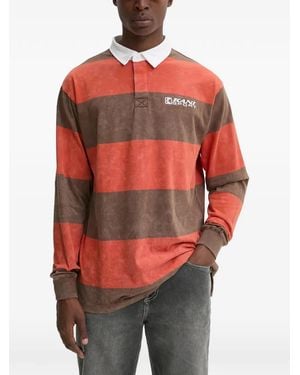 Karlkani Striped Long-Sleeve Polo Shirt - Red
