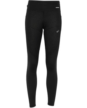 Asics Logo-Detail Textured-Panel Leggings - Black
