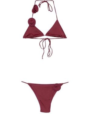 LaRevêche Ashar Triangel Bikini Verfraaid Met Rozen - Rood