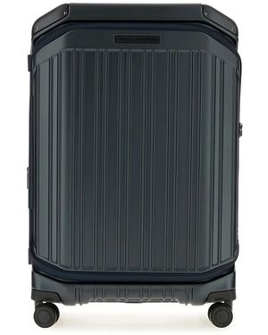 Piquadro Ridged Four-Wheel Suitcase - Black