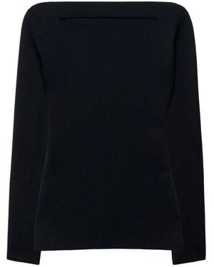 Another Tomorrow Cut-Out Knitted Top - Black
