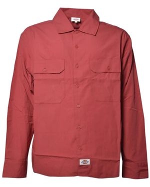 Dickies Logo-Patch Chest-Pocket Shirt - Red