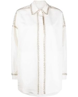 Valentino Garavani Embellished-Trim Long-Sleeve Shirt - White