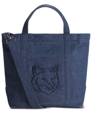 Maison Kitsuné Small Fox Head Tote Bag - Blue