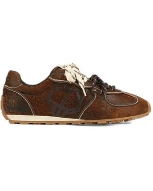 Naked Wolfe Lightning Distressed-Leather Trainers - Brown