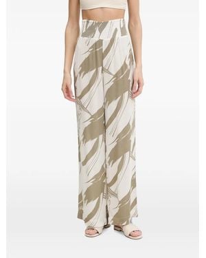 DKNY Abstract-Print Smocked Trousers - Natural