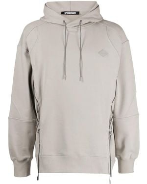 Spoonyard Lace-Up Cotton Hoodie - Grey
