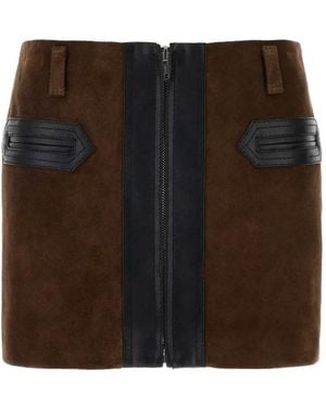 Marni Suede Panelled Mini Skirt - Brown