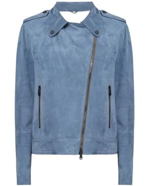 Brunello Cucinelli Asymmetrical Leather Jacket - Blue