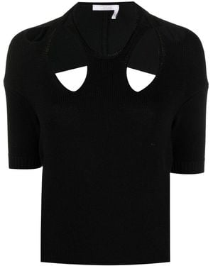 Chloé Cut-Out Knitted Top - Black