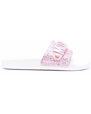 Moschino Lettering Logo Slide Sandals - Pink