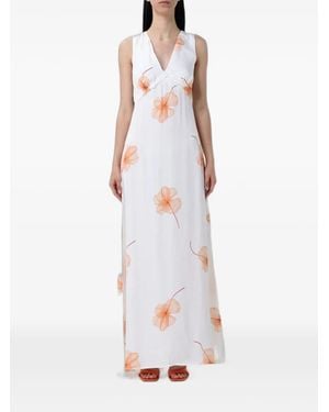 Mar De Margaritas Floral-Print Ruched Maxi Dress - White
