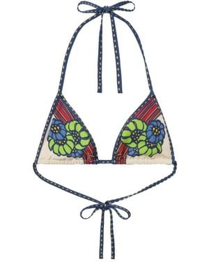 La DoubleJ Bikinitop Met Strikdetail En Bloemenprint - Wit