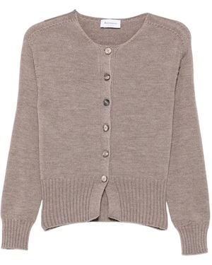 AROVESCIO Button-Up Ribbed-Trim Cardigan - Brown