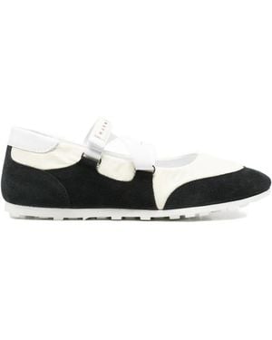 Marni Round-Toe Ballet Flats - White
