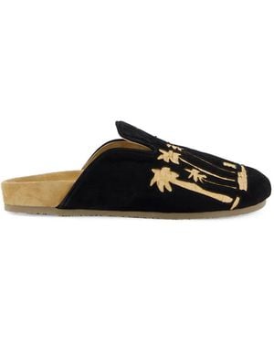 BAZISZT Sid Palm-Tree Suede Slippers - Black