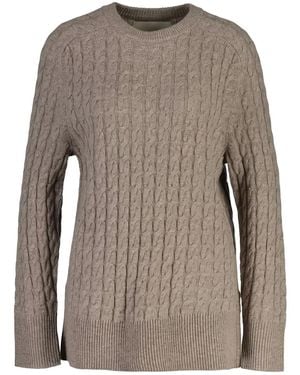 GANT Cable-Knit Crew-Neck Sweater - Brown