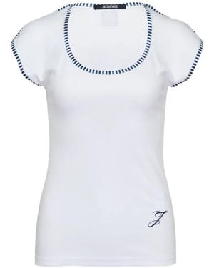 Jacquemus Espiral Stripe-Trim T-Shirt - White