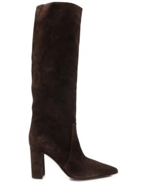 Paris Texas Pointed-Toe Block-Heel Boots - Black