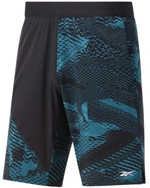 Reebok Logo-Detail Printed Shorts - Blue