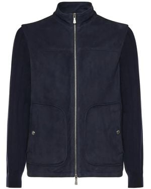 Eleventy Panelled Zip-Fastening Jacket - Blue