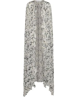 Raquel Diniz Capa con volantes y estampado floral - Blanco