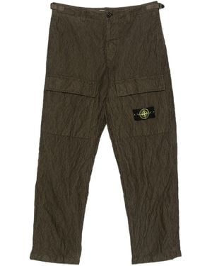 Stone Island Wrinkled Corduroy Straight-Leg Trousers - Green
