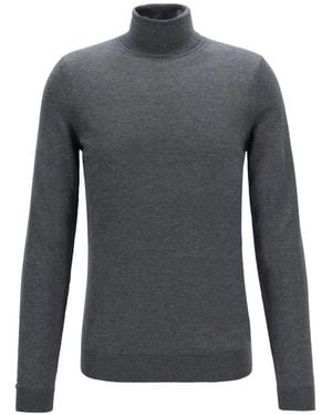 BOSS Roll-Neck Wool Jumper - Grey