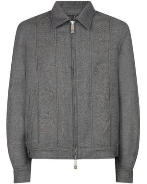 John Richmond Stud-Embellished Zip-Up Jacket - Grey