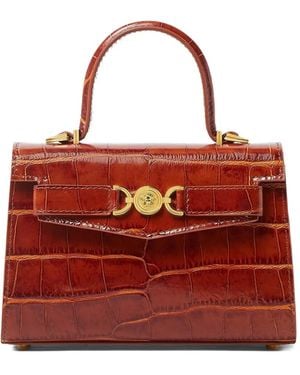 Versace Small Croc-Effect Tote Bag - Red